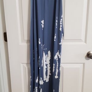 SHEIN Blue and White Patterned Spaghetti Strap Romper